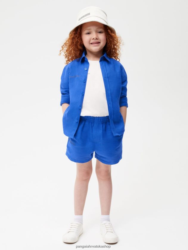 odjeća Pangaia aloe lanene kratke hlače kobalt plava djeca 4VDHN0620