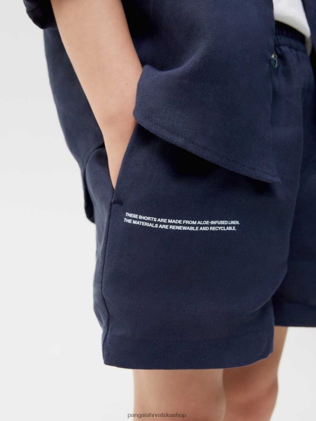 odjeća Pangaia aloe lanene kratke hlače mornarsko plava djeca 4VDHN0623