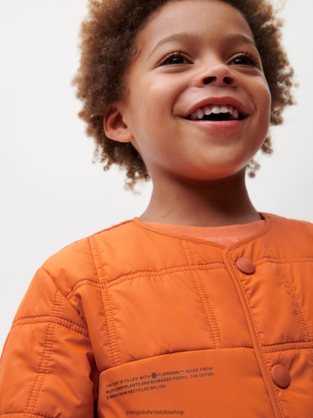 odjeća Pangaia flwrdwn prošivena jakna bez ovratnika cimet naranča djeca 4VDHN0650