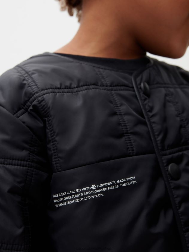 odjeća Pangaia flwrdwn prošivena jakna bez ovratnika crno djeca 4VDHN0651