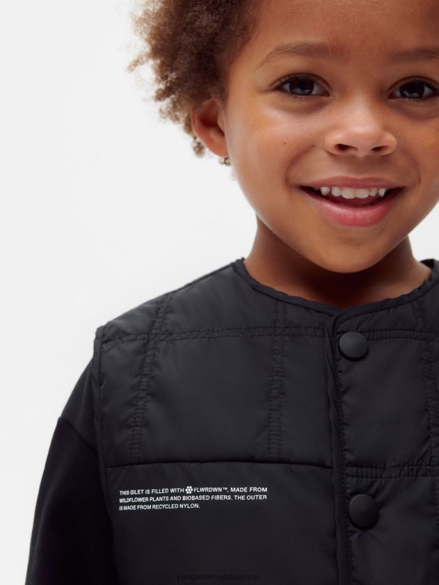 odjeća Pangaia flwrdwn prošivena jakna crno djeca 4VDHN0653