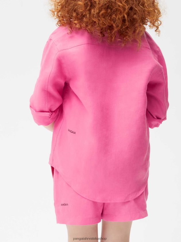 odjeća Pangaia košulja dugih rukava od aloe lana flamingo ružičasta djeca 4VDHN0583