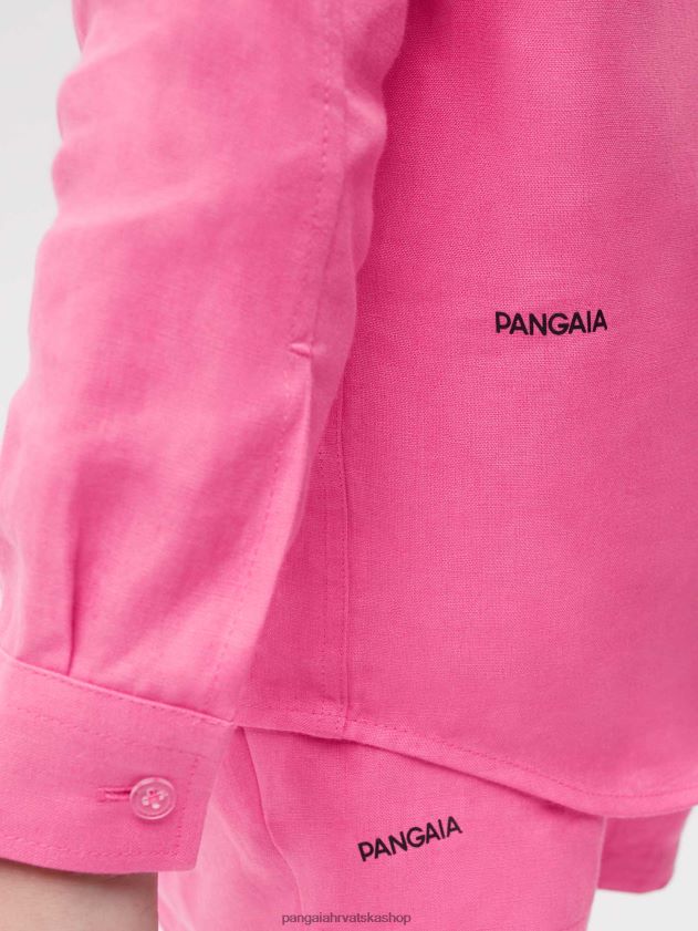 odjeća Pangaia košulja dugih rukava od aloe lana flamingo ružičasta djeca 4VDHN0583