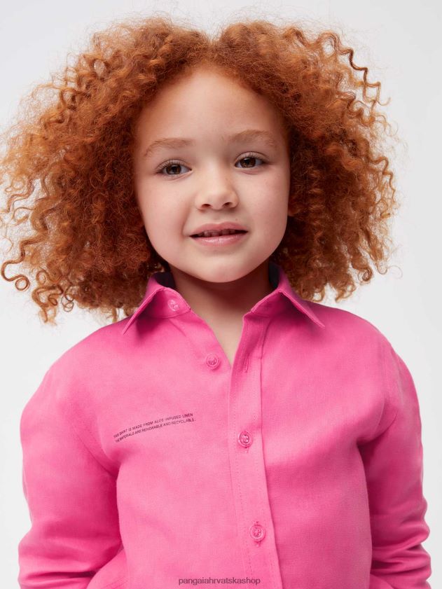 odjeća Pangaia košulja dugih rukava od aloe lana flamingo ružičasta djeca 4VDHN0583