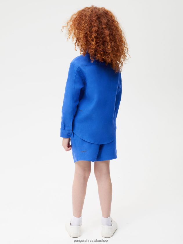 odjeća Pangaia košulja dugih rukava od aloe lana kobalt plava djeca 4VDHN0586