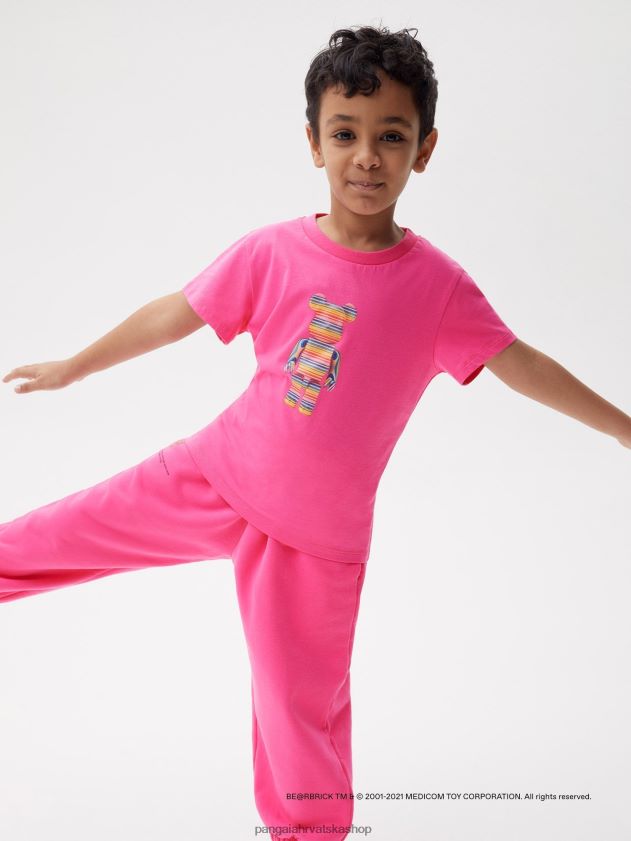 odjeća Pangaia x haroshi be@rbrick majica flamingo ružičasta djeca 4VDHN0582