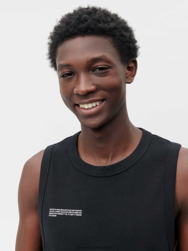 odjeća Pangaia majica bez rukava od recikliranog pamuka crno muškarci 4VDHN0512