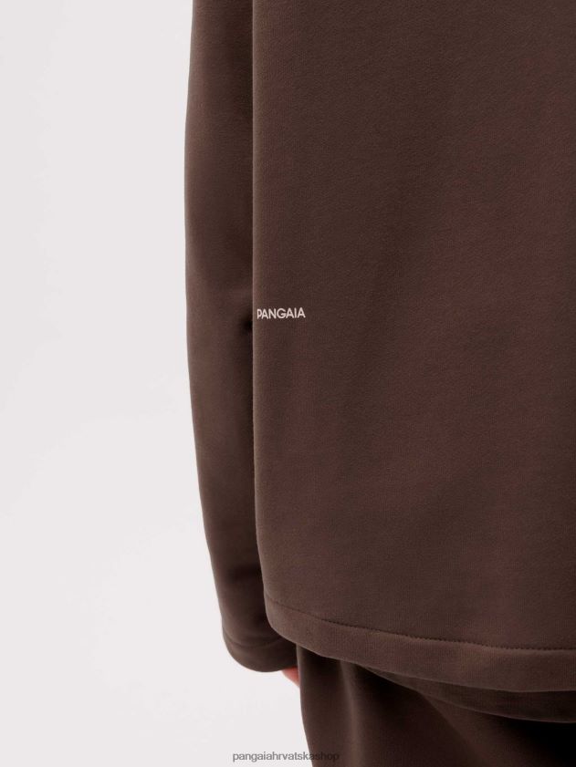 odjeća Pangaia pprmint majica s pola patentnog zatvarača kesten smeđa muškarci 4VDHN0511