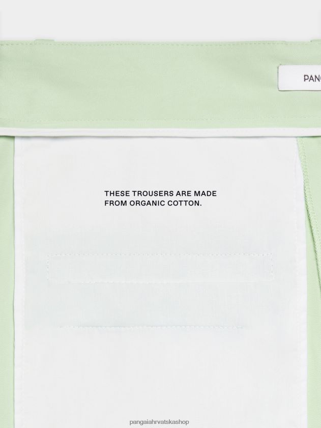odjeća Pangaia krojene hlače od organskog pamuka pistacija žene 4VDHN0380