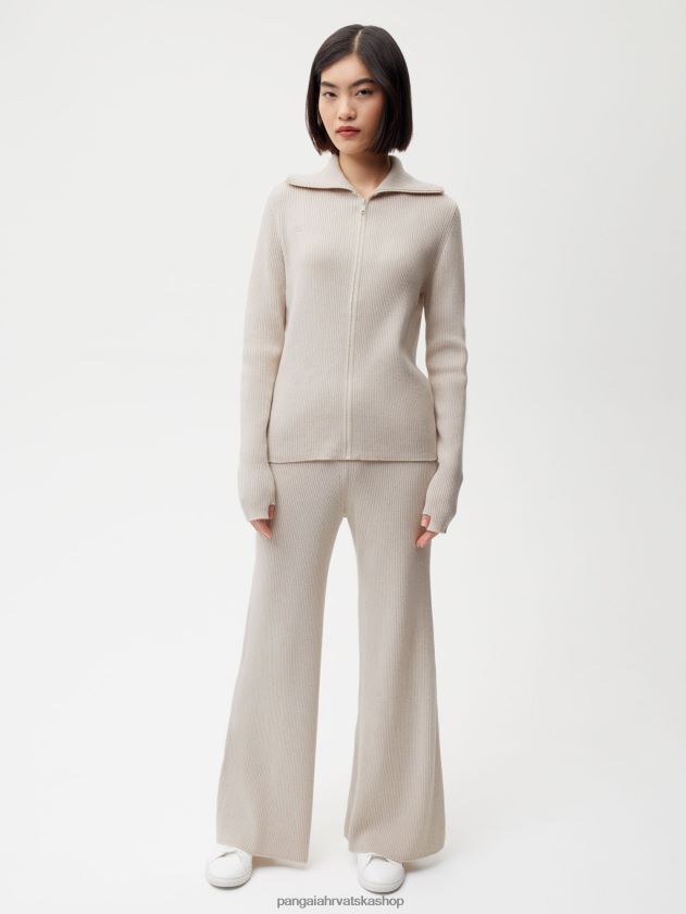 odjeća Pangaia rebraste trenirke od recikliranog kašmira zobena kaša žene 4VDHN0329