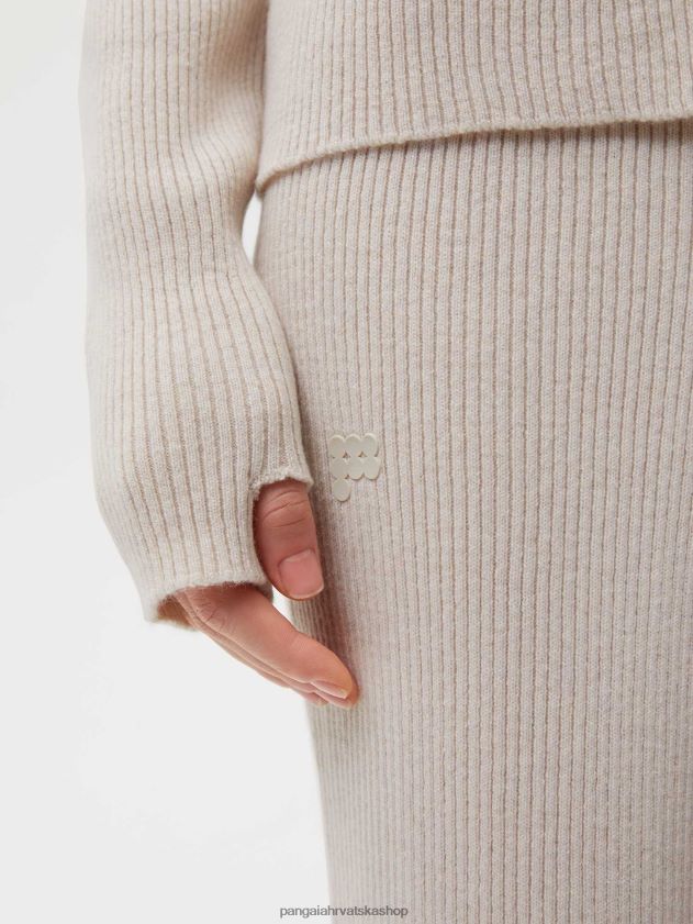 odjeća Pangaia rebraste trenirke od recikliranog kašmira zobena kaša žene 4VDHN0329