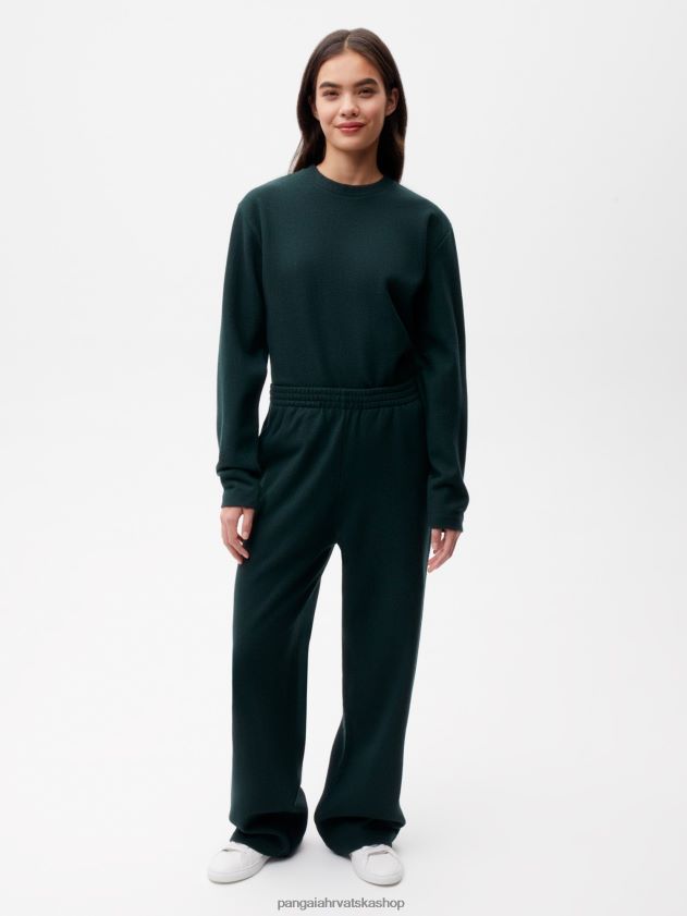 odjeća Pangaia trenirke širokih nogavica od reciklirane vune lišće zeleno žene 4VDHN0355