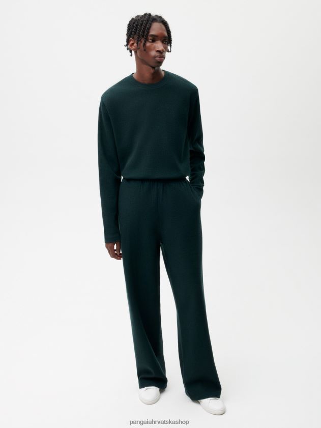 odjeća Pangaia trenirke širokih nogavica od reciklirane vune lišće zeleno žene 4VDHN0355