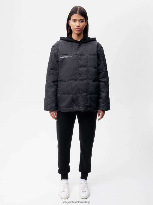 odjeća Pangaia flwrdwn prošivena jakna bez ovratnika crno žene 4VDHN0453