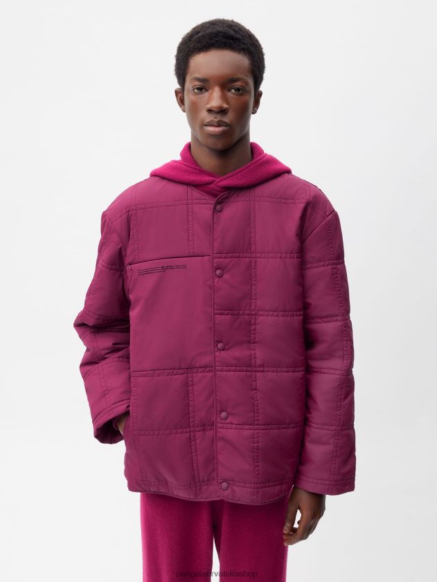 odjeća Pangaia flwrdwn prošivena jakna bez ovratnika šljiva ljubičasta žene 4VDHN0490