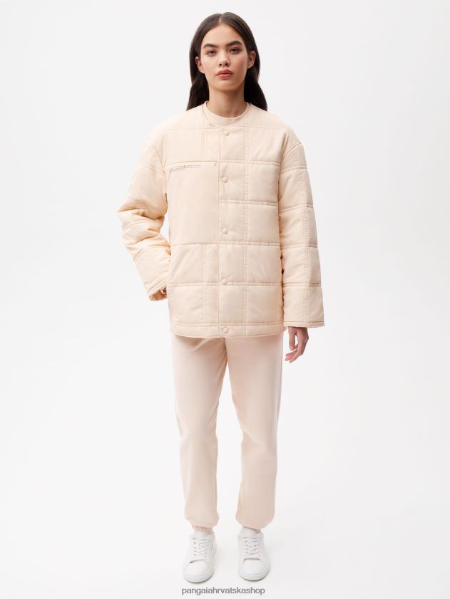 odjeća Pangaia flwrdwn prošivena jakna bez ovratnika pijesak žene 4VDHN0483