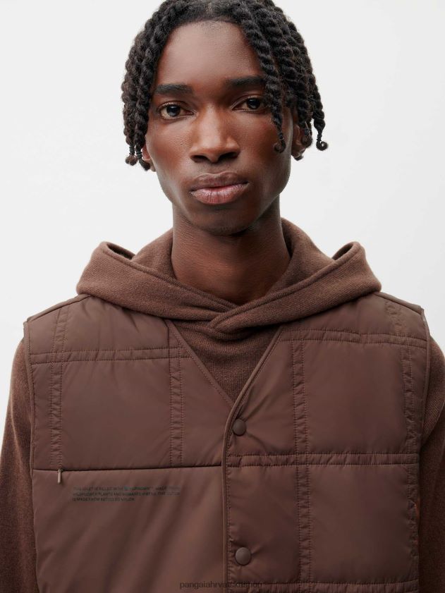 odjeća Pangaia flwrdwn prošivena jakna kesten smeđa žene 4VDHN0455