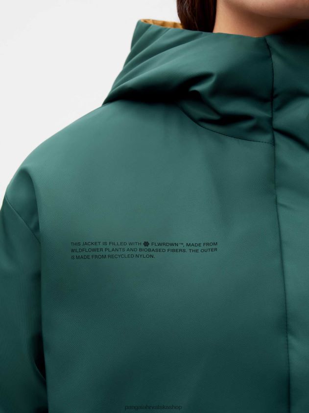 odjeća Pangaia flwrdwn reverzibilna jakna lišće zeleno/bakreno smeđe žene 4VDHN0461