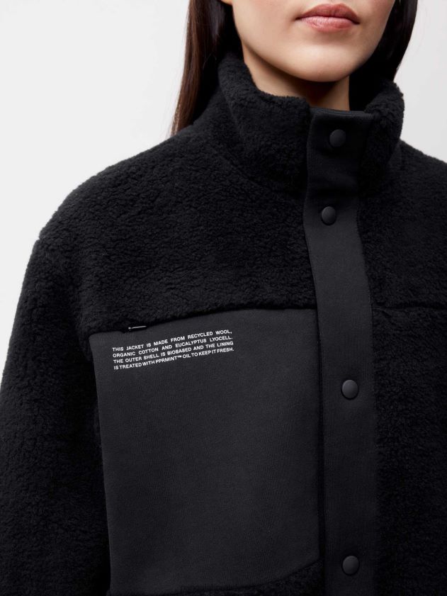 odjeća Pangaia jakna od flisa od reciklirane vune crno žene 4VDHN0472