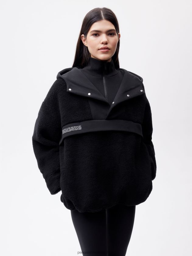 odjeća Pangaia jakna s polupasferšlusom od reciklirane vune crno žene 4VDHN0448