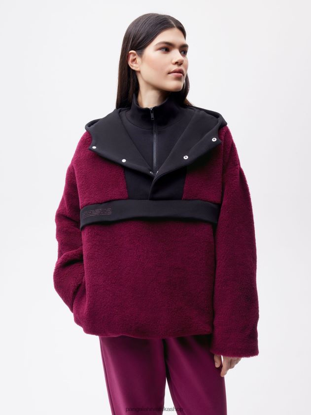 odjeća Pangaia jakna s polupasferšlusom od reciklirane vune šljiva ljubičasta žene 4VDHN0449