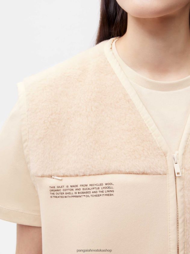 odjeća Pangaia majica od reciklirane vune pijesak žene 4VDHN0444