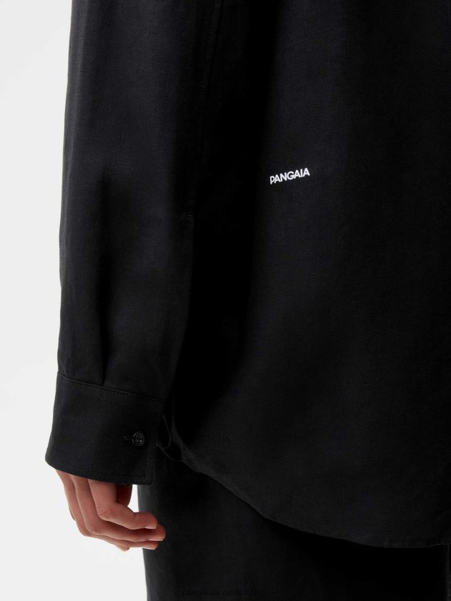 odjeća Pangaia košulja dugih rukava s ovratnikom od aloe lana crno žene 4VDHN0398