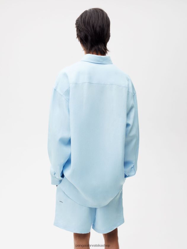 odjeća Pangaia košulja dugih rukava s ovratnikom od aloe lana dječje plava žene 4VDHN0395