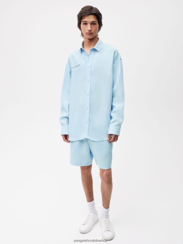 odjeća Pangaia košulja dugih rukava s ovratnikom od aloe lana dječje plava žene 4VDHN0395