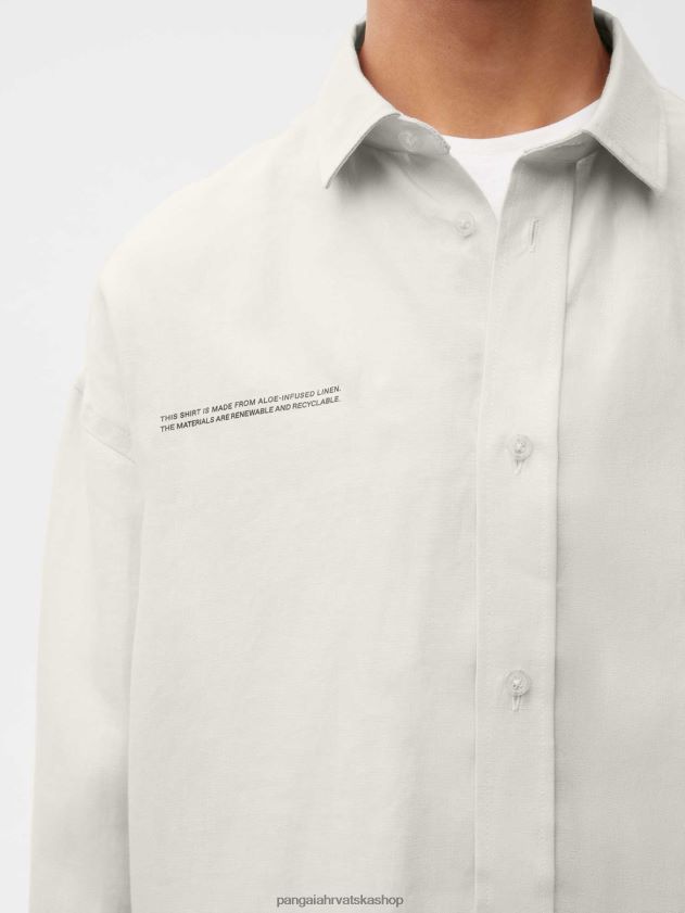 odjeća Pangaia košulja dugih rukava s ovratnikom od aloe lana vapnenac žene 4VDHN0392