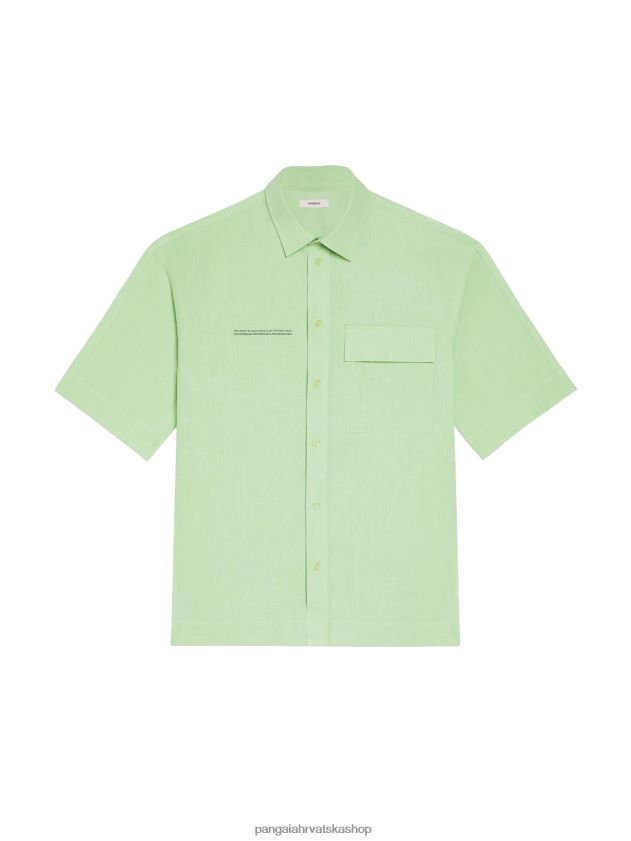 odjeća Pangaia košulja kratkih rukava od aloe lana pistacija žene 4VDHN0399
