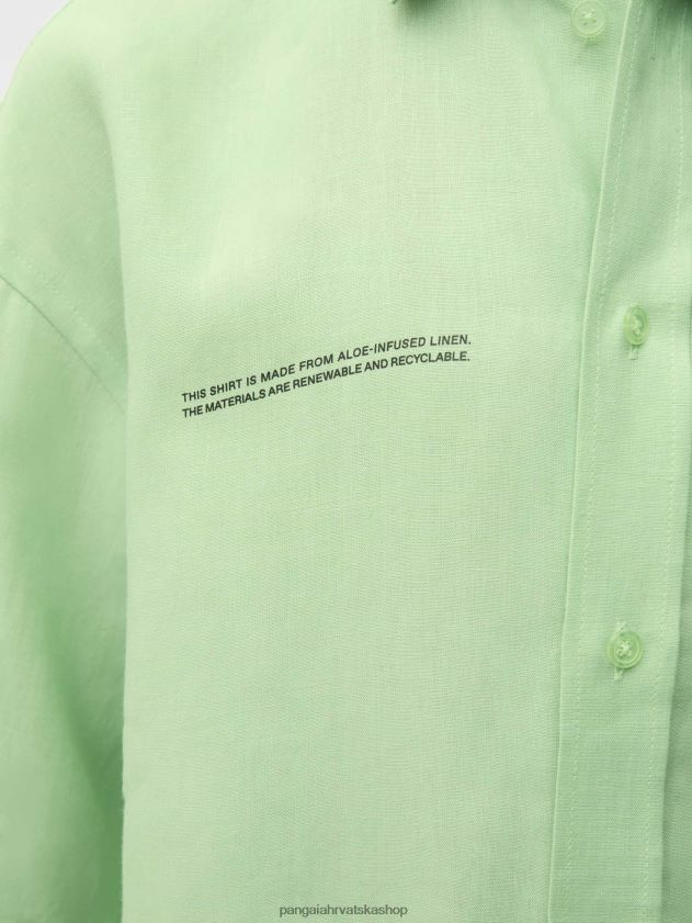 odjeća Pangaia košulja kratkih rukava od aloe lana pistacija žene 4VDHN0399