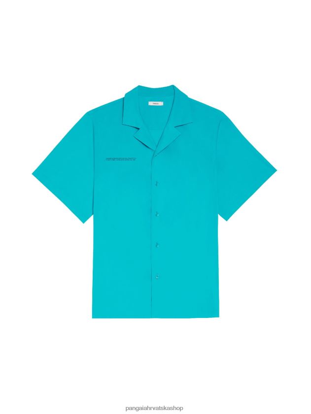 odjeća Pangaia košulja kratkih rukava od organskog pamuka paunovo plavetnilo žene 4VDHN0393