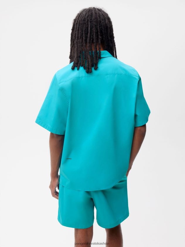 odjeća Pangaia košulja kratkih rukava od organskog pamuka paunovo plavetnilo žene 4VDHN0393