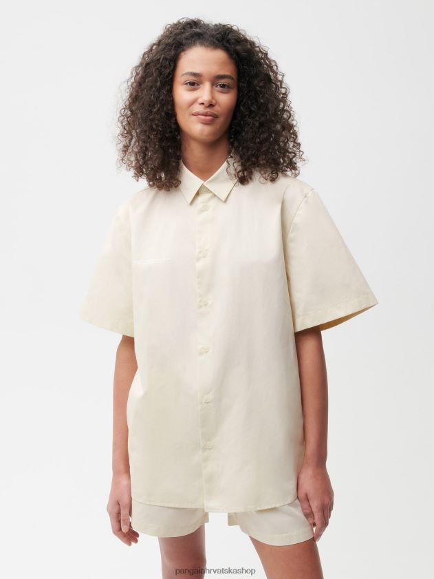 odjeća Pangaia košulja kratkih rukava s ovratnikom u boji ananasa cvijet bazge žene 4VDHN0394