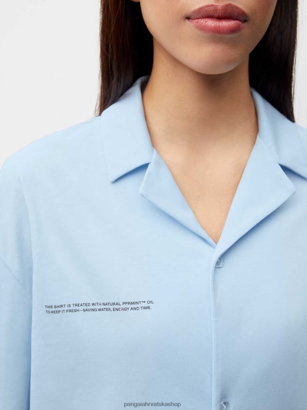 odjeća Pangaia pidžama košulja od organskog pamuka mjesečev kamen plavi žene 4VDHN0437