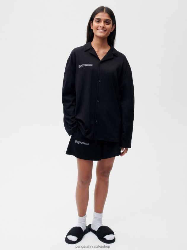 odjeća Pangaia široke kratke hlače od organskog pamuka s c-vlaknom crno žene 4VDHN0237