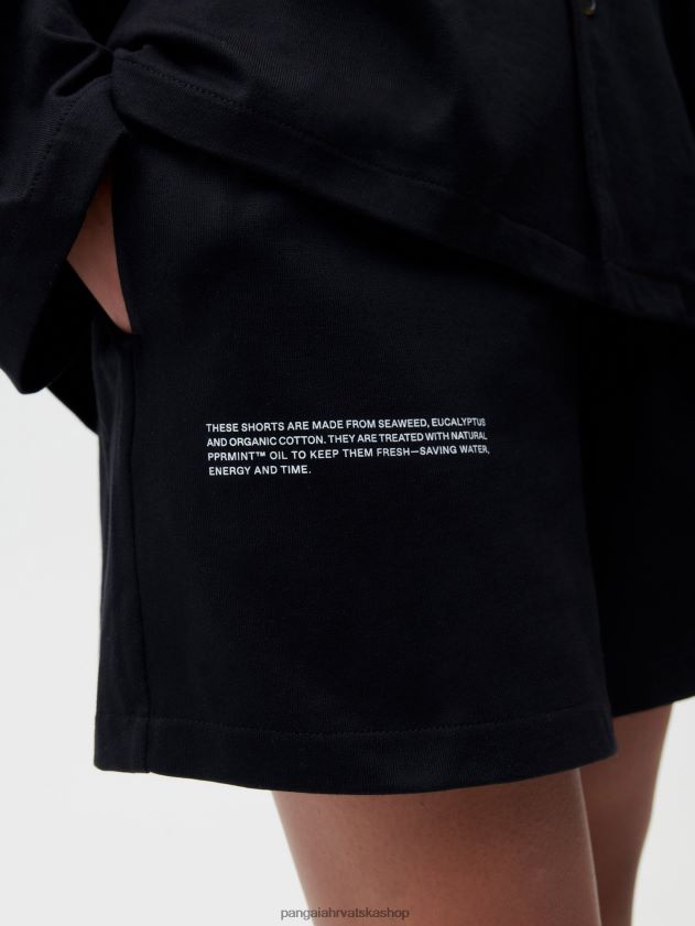 odjeća Pangaia široke kratke hlače od organskog pamuka s c-vlaknom crno žene 4VDHN0237