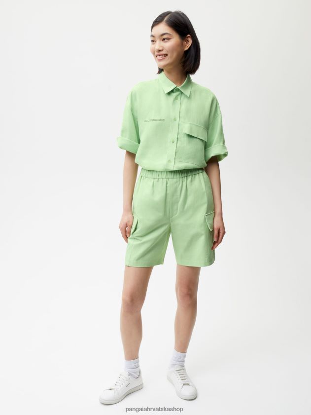 odjeća Pangaia kargo hlače od mješavine organskog pamuka pistacija žene 4VDHN0268