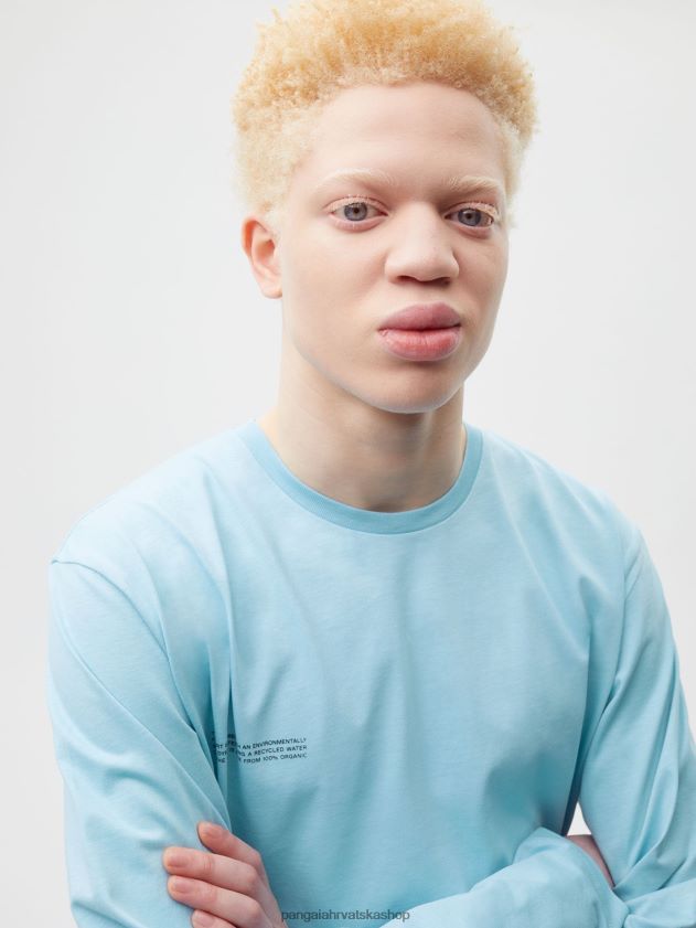 odjeća Pangaia jezgra majice dugih rukava od pprmint organskog pamuka nebesko plavo žene 4VDHN0213