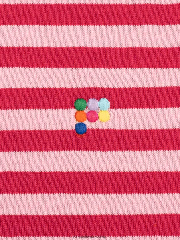 odjeća Pangaia kutijasta majica s prugama od recikliranog pamuka jaspis crvena žene 4VDHN0207