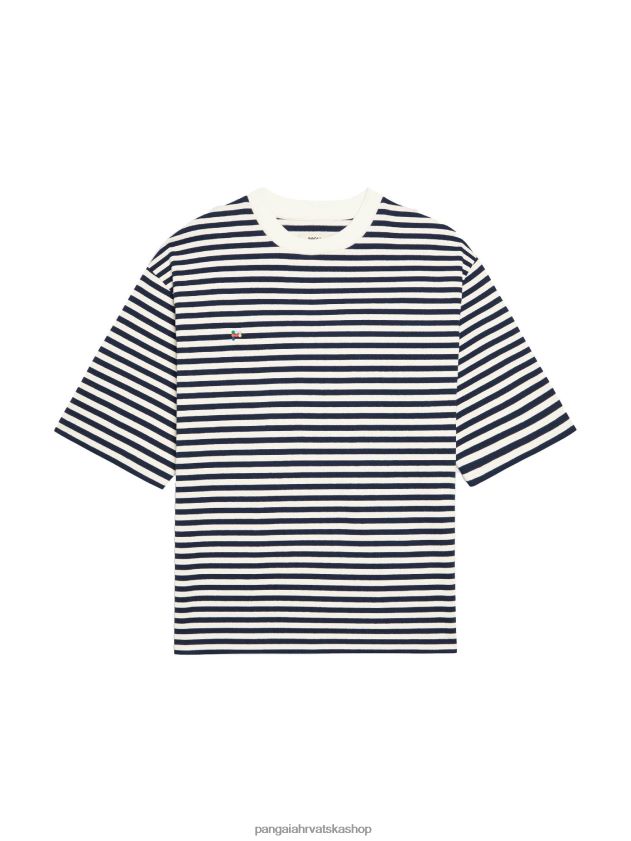 odjeća Pangaia kutijasta majica s prugama od recikliranog pamuka mornarsko plava žene 4VDHN0138