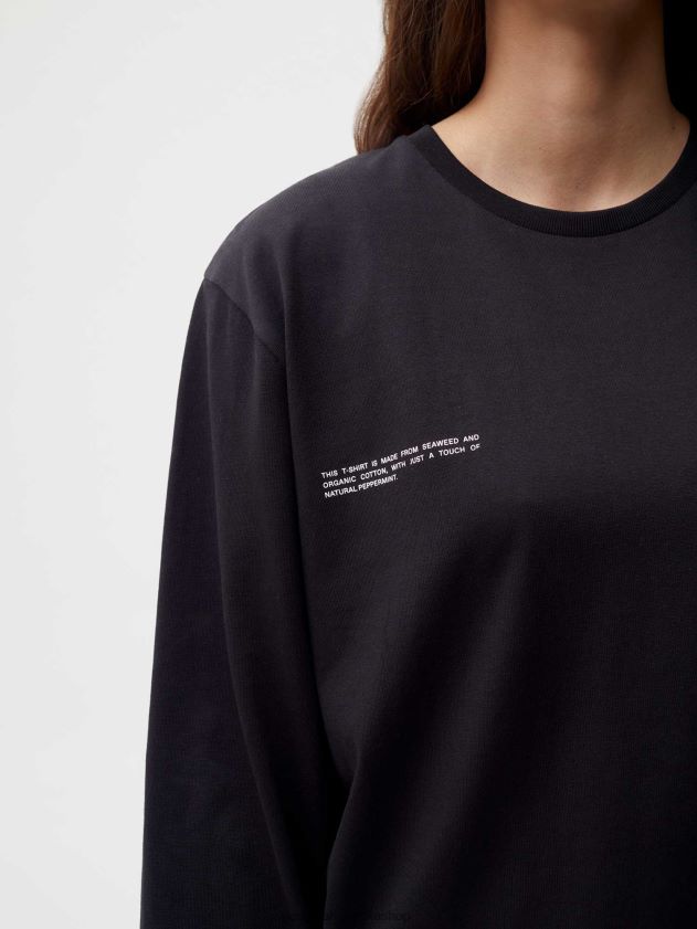 odjeća Pangaia majica dugih rukava od organskog pamuka s c-vlaknom crno žene 4VDHN0178