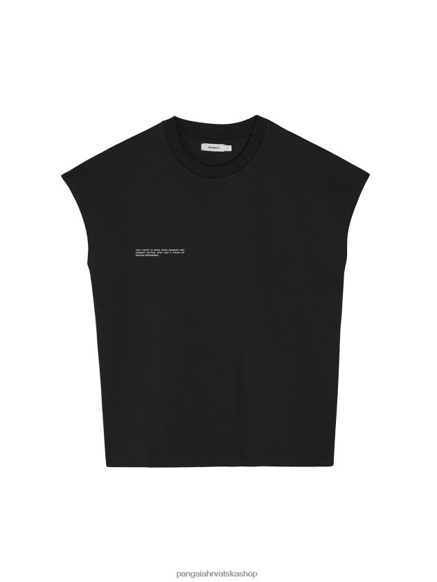 odjeća Pangaia majica skraćenih ramena od organskog pamuka s jezgrom od c-vlakana crno žene 4VDHN0161