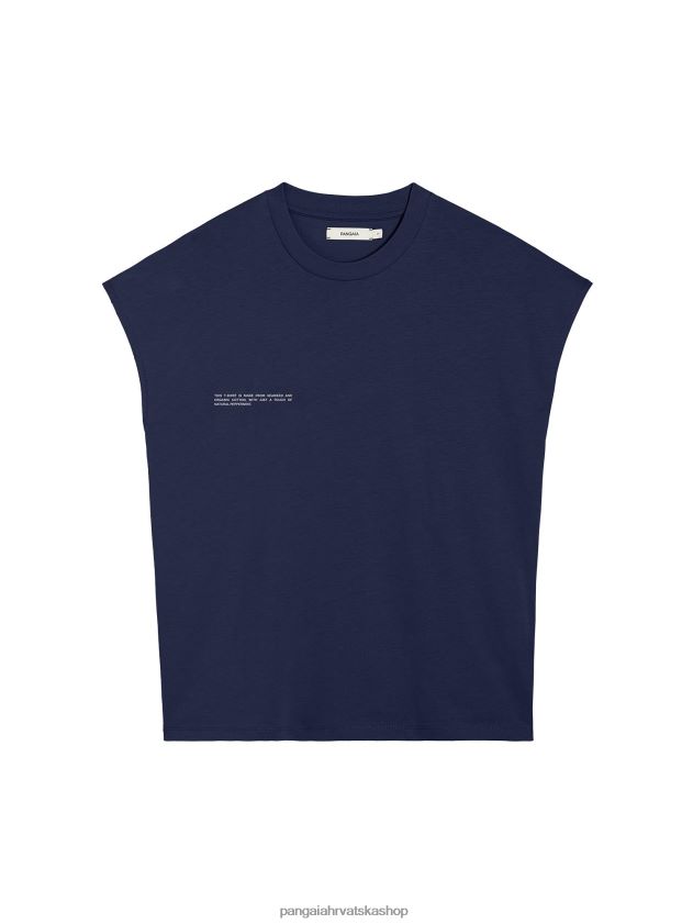 odjeća Pangaia majica skraćenih ramena od organskog pamuka s jezgrom od c-vlakana mornarsko plava žene 4VDHN0191