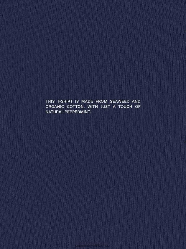 odjeća Pangaia majica skraćenih ramena od organskog pamuka s jezgrom od c-vlakana mornarsko plava žene 4VDHN0191