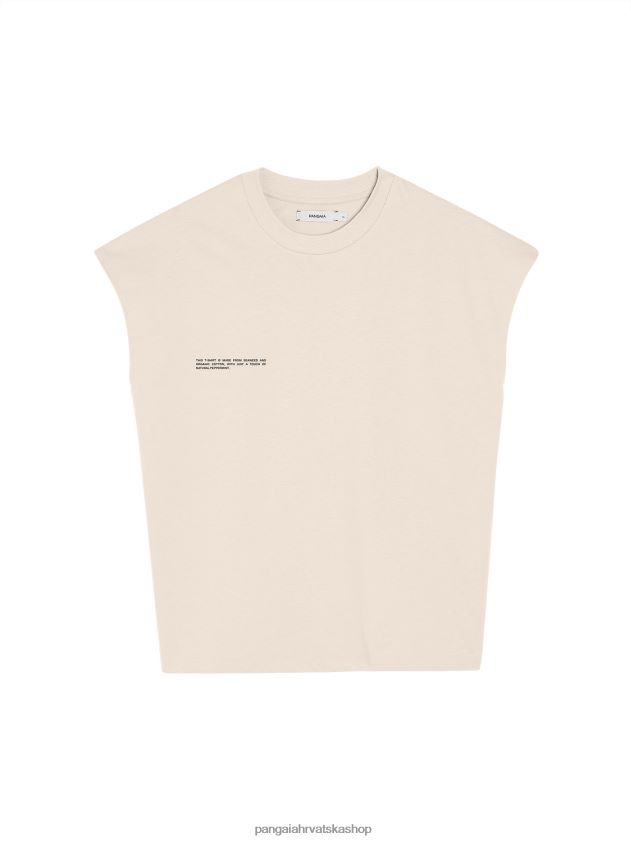 odjeća Pangaia majica skraćenih ramena od organskog pamuka s jezgrom od c-vlakana pijesak žene 4VDHN0174