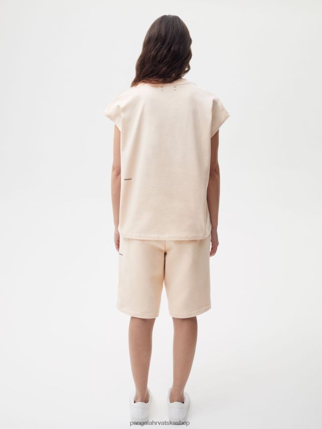 odjeća Pangaia majica skraćenih ramena od organskog pamuka s jezgrom od c-vlakana pijesak žene 4VDHN0174