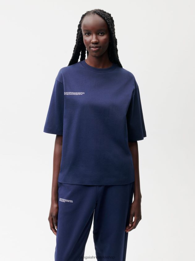 odjeća Pangaia opuštena majica kratkih rukava od organskog pamuka s c-vlaknom mornarsko plava žene 4VDHN0185