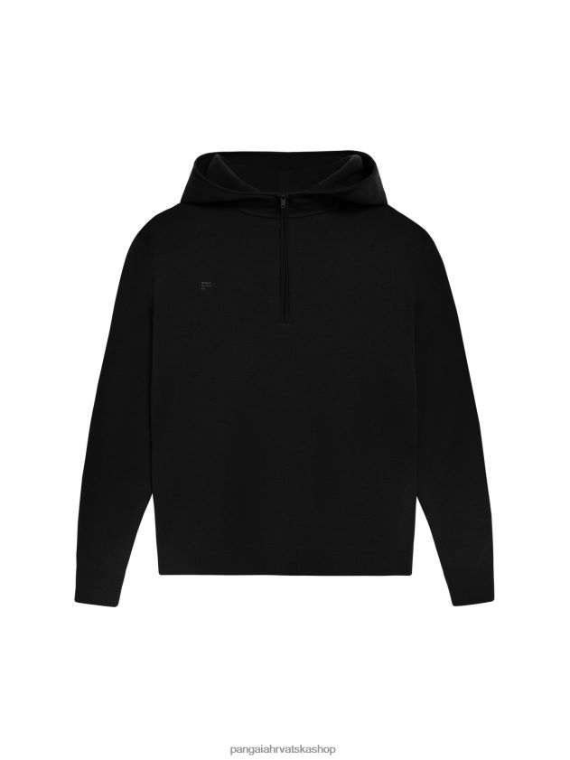odjeća Pangaia hoodie s kapuljačom od merino vune crno žene 4VDHN050